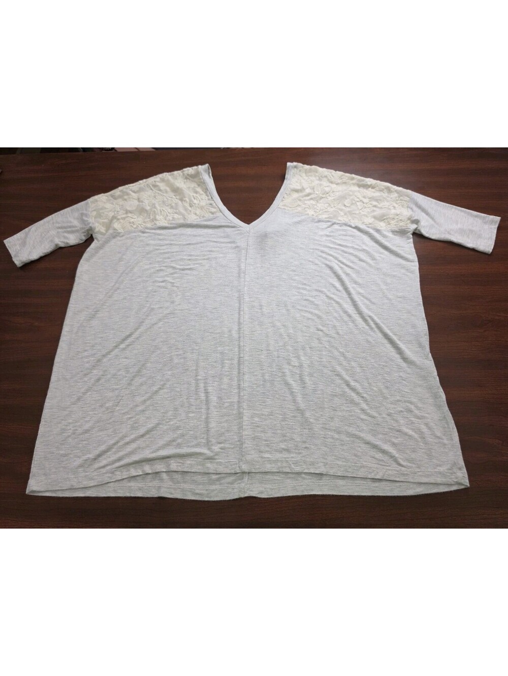 Dolan Shirt Size XS Gray Heather Lace Overlay Cold Shoulder Short Sleeve Top